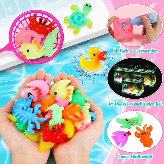 Detalle de Magic Aqua Gelz Set Bastelset für Kinder ab 5 Jahren – Wasser-Elf-Kit mit Formen, Farbgele und magischem Pulver