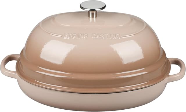 Detalle de EDGING CASTING 6QT Enameled Oval Cast Iron Dutch Oven Pot for Sourdough, Mocha