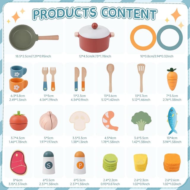 Detalle 2 de Wooden Food for Play Kitchen