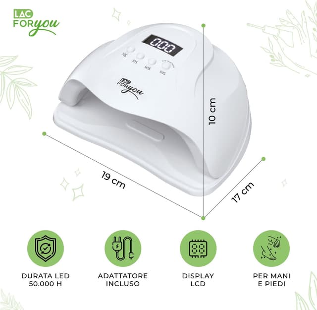 Detalle 2 de LAC FOR YOU Lampada UV LED per unghie 36 LED 365 + 405 nm con 4 timer e display LCD