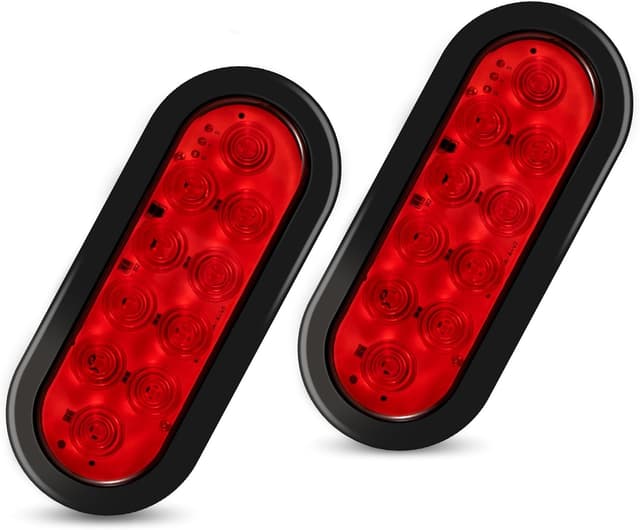 Detalle de RUNHWEE 6-Inch Oval LED Trailer Lights Kit (2-Pack) with 10 LED Markers, Waterproof DOT-Compliant Red
