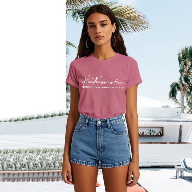 Detalle de Qskall Be Kind T Shirt, Kindness is Free