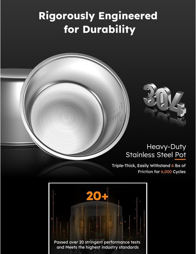 Detalle 2 de Nuwave Duet Air Fryer, Electric Pressure Cooker & Grill Combo (540 1 Multicooker, 3 Removable Lids, 18/10 SS Pot)