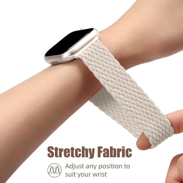 Detalle de Oielai Braided Strap for Apple Watch (40/41/42/44/45/46/49mm) – Adjustable Magnetic Nylon Band