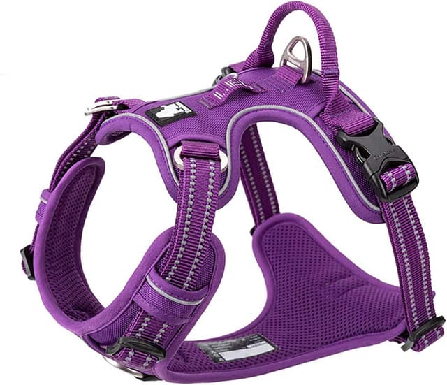 Detalle de Dog Harness No-Pull Adjustable Reflective Step-in Soft Nylon TLH56512(M) in Purple