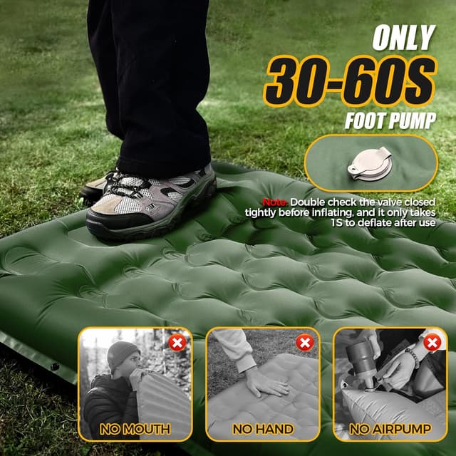 Detalle 2 de NAPASA Camping Mat – 14cm ultralight inflatable sleeping pad with built-in foot pump (double-joinable)