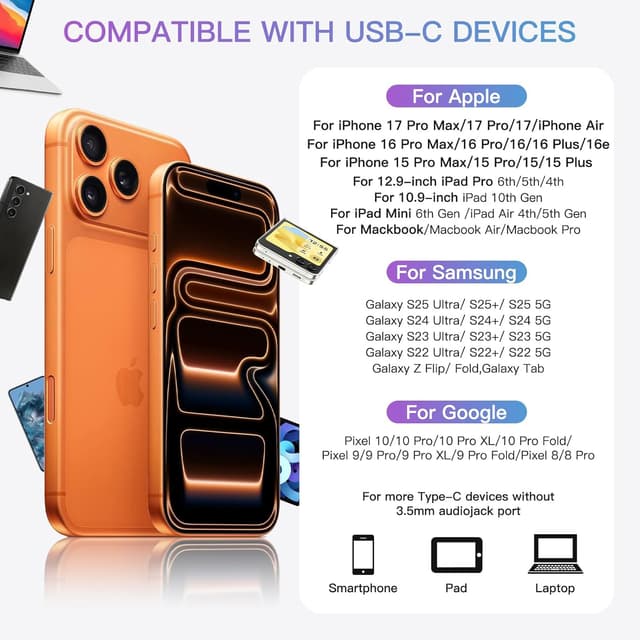 Detalle de USB‑C In‑Ear Kopfhörer für iPhone 17 Air (MFi‑zertifiziert) – mit Mikrofon, Lautstärkeregler & Kabel