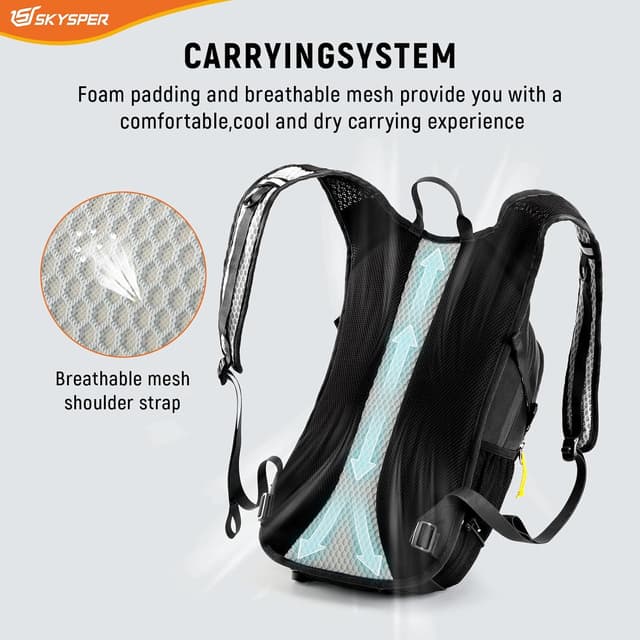 Detalle 2 de SKYSPER 15L Wanderrucksack mit Brustgurt – leichter Tagesrucksack für Herren & Damen