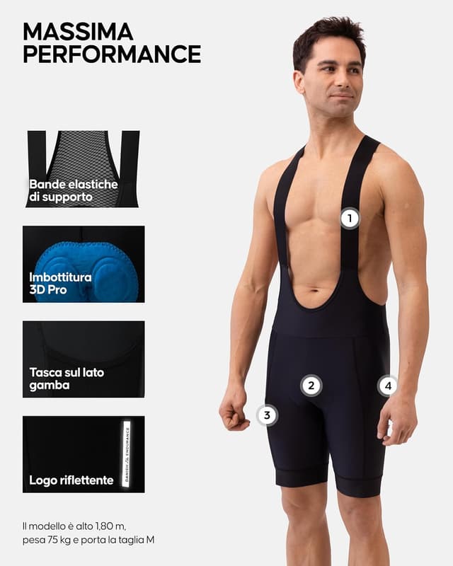 Detalle 2 de DANISH ENDURANCE Salopette da ciclismo Uomo Quick Dry