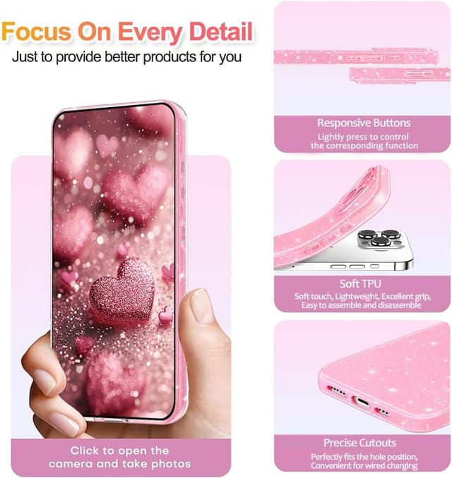 Thumbnail 3 de CaseLover Galaxy A15 Hülle Rosa Glitzer 5G