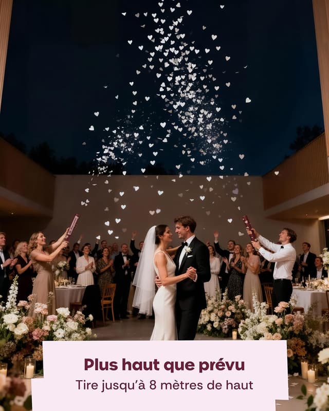 Thumbnail 2 de Partyjoker 5 Canons à Confettis Cœurs Blancs 5–8 m