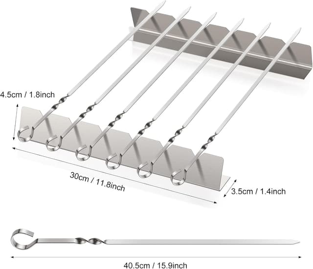 Thumbnail 6 de Homealexa Stainless Steel BBQ Skewers Set (6 Pack) with Skewer Holders