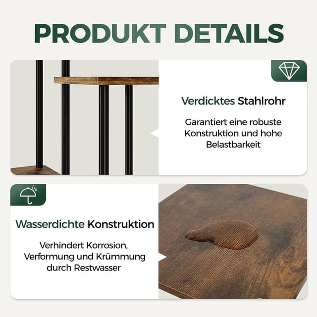 Detalle de Bamworld 6‑stöckiger Pflanzenständer aus Metall mit Holztabletts (Outdoor/Balkon, braun)