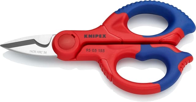 Detalle de Knipex 95 05 155 SB — ciseaux d’électricien bi-matière renforcés de fibres de verre (155 mm)