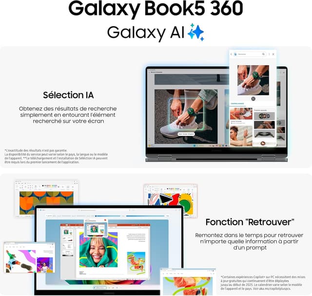 Detalle 2 de Samsung Galaxy Book5 360 15,6" Copilot+PC (2-en-1 convertible) – Core Ultra 7, 16 Go RAM, 1 To, clavier AZERTY FR