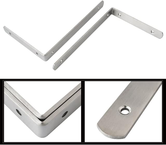 Thumbnail 6 de SAYAYO EJ5218-2P 4mm Shelf Bracket Corner Brace (Stainless Steel, 245 x 155mm) – 2 Pack