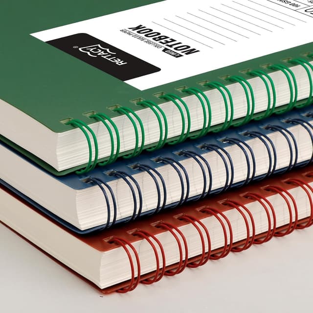 Detalle de RETTACY A5 Wirebound Spiral Notebook (14.5 x 21cm) – Dark green, 150 sheets / 300 pages, 100gsm college-ruled