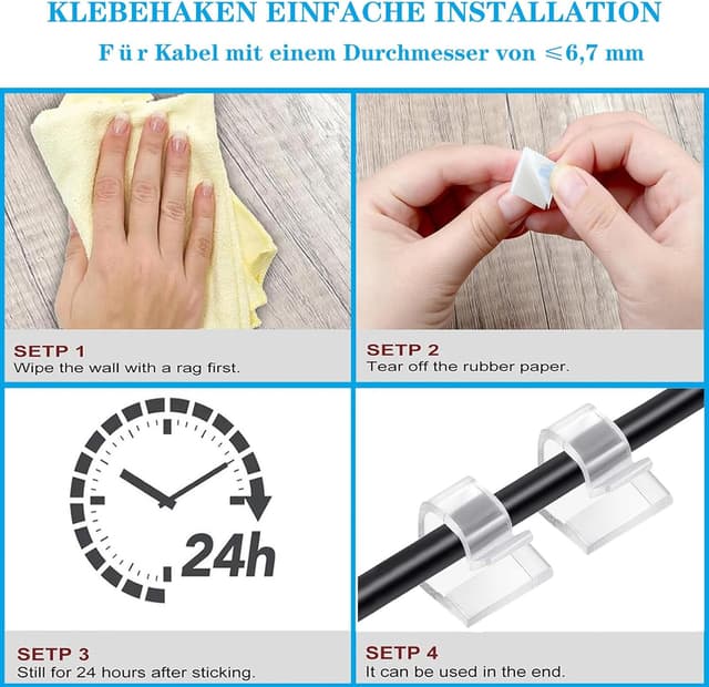 Detalle 2 de KLJ Kabelhalter Haken für Lichterketten 50er-Set