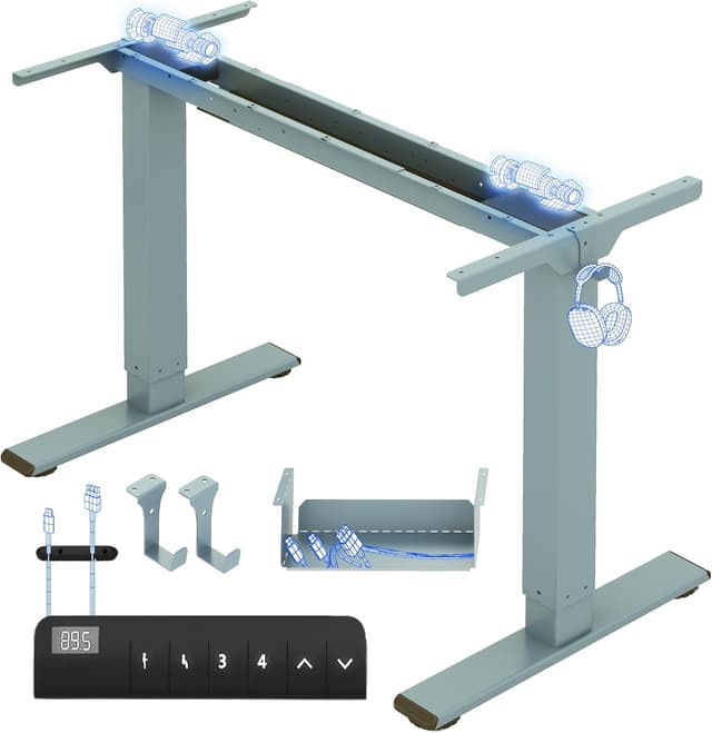 Detalle de FLEXISPOT Bureau assis-debout à 2 moteurs FlexiSpot avec panneau mémoire et anti-collision, cadre acier (70 à 119 cm)