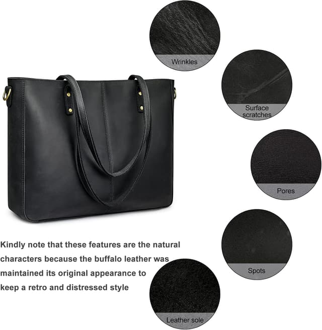 Thumbnail 6 de S-ZONE Donna Borsa a Tracolla in Vera Pelle Crazy Horse vintage con scomparto per PC 15,6”