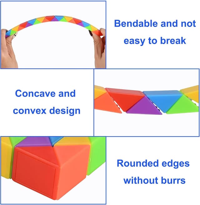 Detalle de GOLDGE 24-Pack Mini Fidget Snake Cube Puzzle Toys (Rainbow Colors) for Kids & Teens