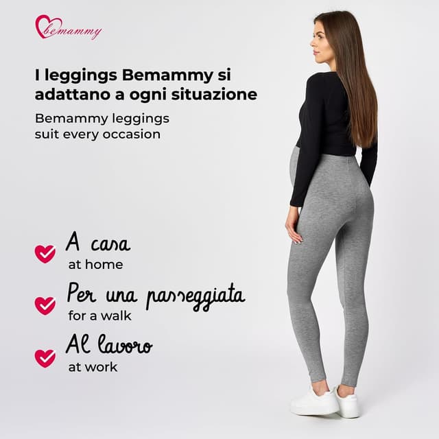 Detalle de Be Mammy Leggings premaman lunghi a vita alta BE20-230
