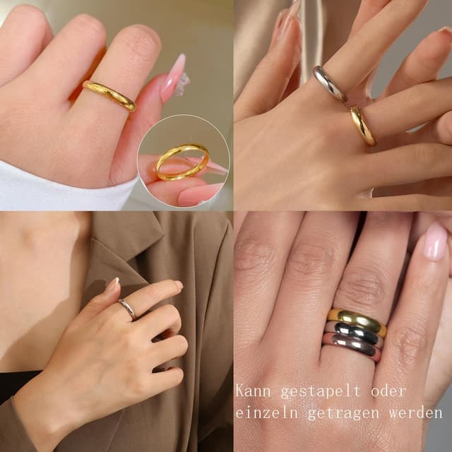 Detalle de 3er Ring-Set in 3 Farben, Größe 52-67