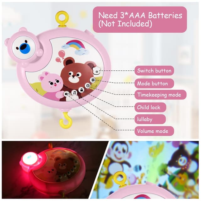 Detalle 2 de Aolso Babybett-Mobile Musik mit Timer