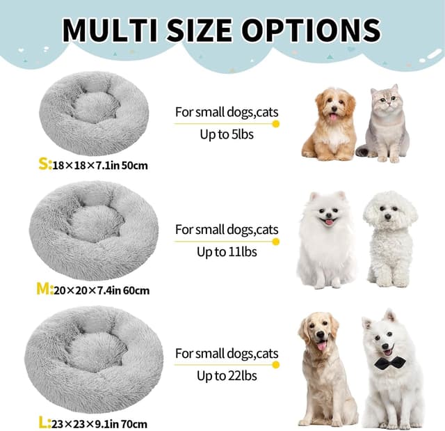 Detalle de DONWEI Calming Dog Cat Bed, 50x50cm