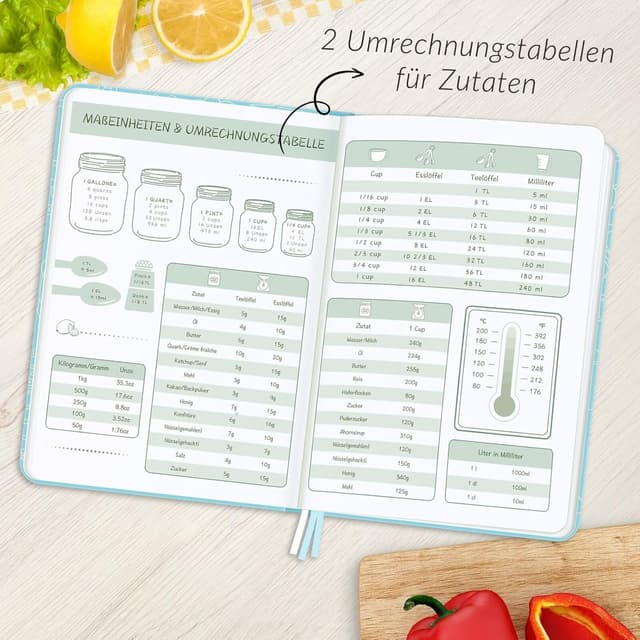 Detalle de AITBOLFIT Rezeptbuch zum Selberschreiben A5 (Pastellblau) für 150 Rezepte