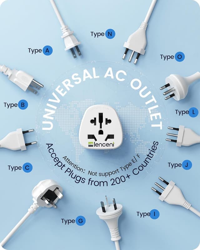 Detalle de LENCENT 2Pcs World to UK Travel Adapter (Universal to Type G plug)