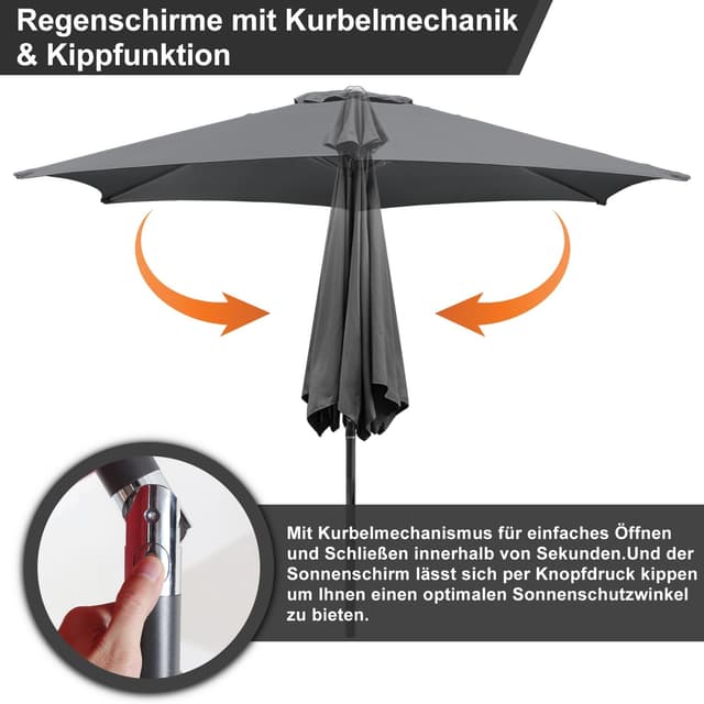 Detalle de Ollewiellan Parasol diametre 350/270 cm avec manivelle – toile UPF 50+ et protection imperméable