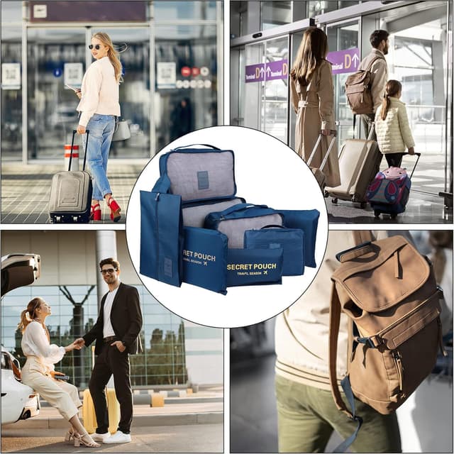 Detalle 2 de Coolzon Organizer valigie Viaggio Set 8 pezzi – cubi per imballaggio in blu navy