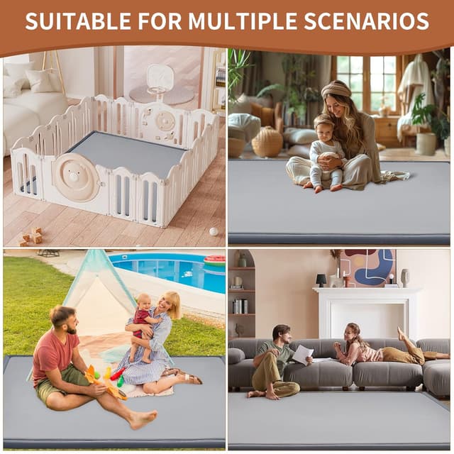 Thumbnail 6 de SUNYRISY Krabbelmatte Baby Spielmatte 150 x 180 cm, 3,5 cm Memory-Schaum (Grau)