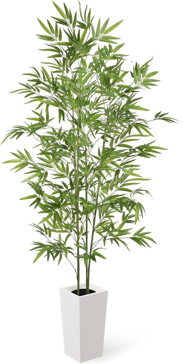 Thumbnail 6 de YOLEO 6FT Artificial Bamboo Tree with White Tall Planter (180cm) – lifelike faux silk bamboo for indoor and balcony decor