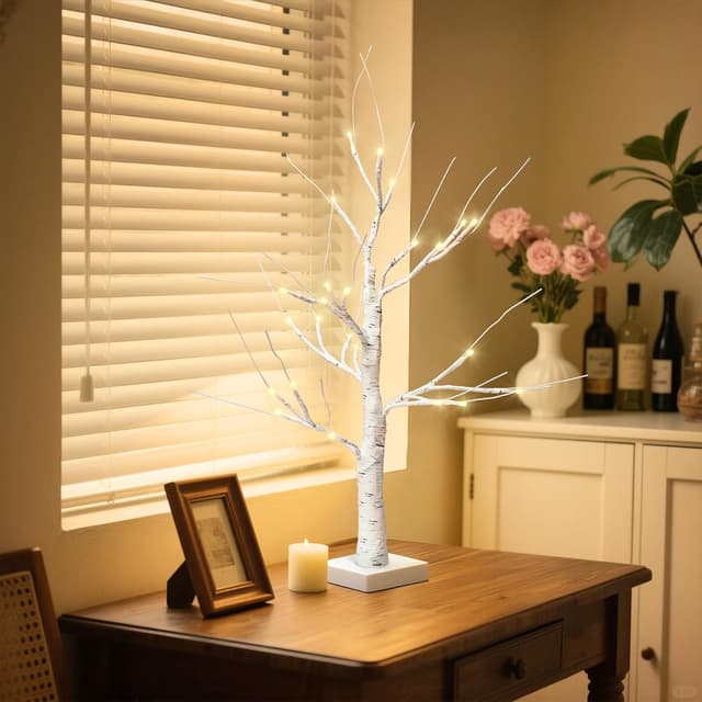 Thumbnail 6 de Newthinking White Birch Twig 2FT (2 Pack) with 24 Warm White LEDs – battery or USB tabletop Easter decoration