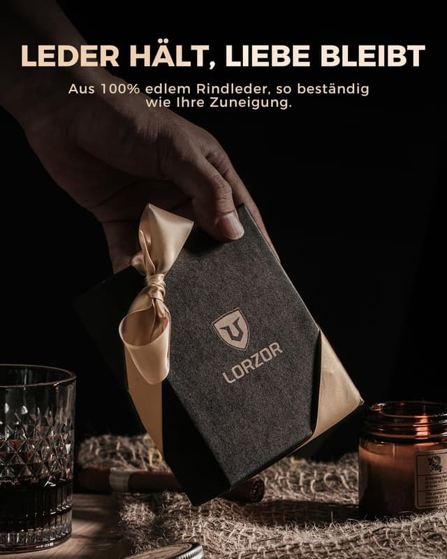 Thumbnail 6 de LORZOR Kartenetui mit XXL Münzfach (für 10+ Münzen), magnetischer Verschluss und RFID-Schutz – Slim Wallet aus Vollrindleder