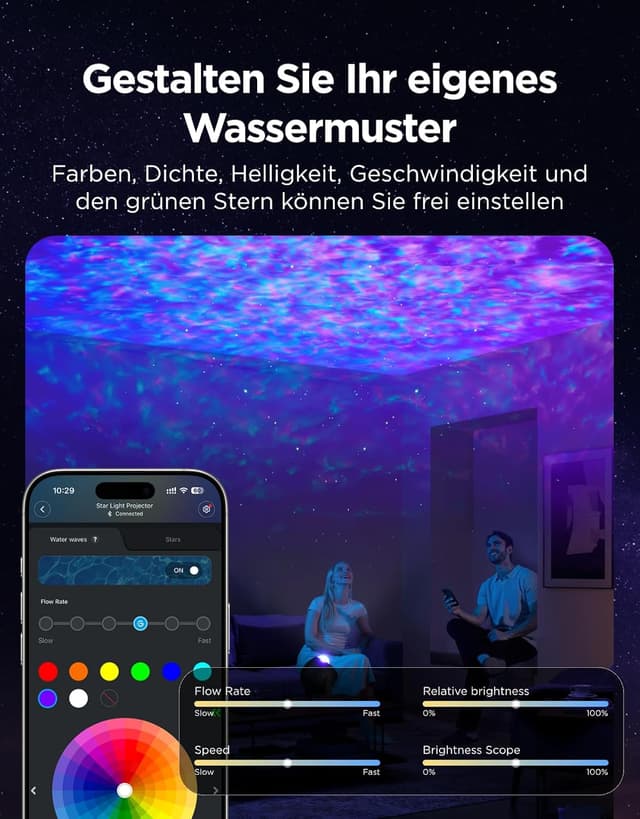 Detalle de Govee Sternenhimmel Projektor „Ozeanwelle“ mit dynamischen Welleneffekten und Matter-Kompatibilität