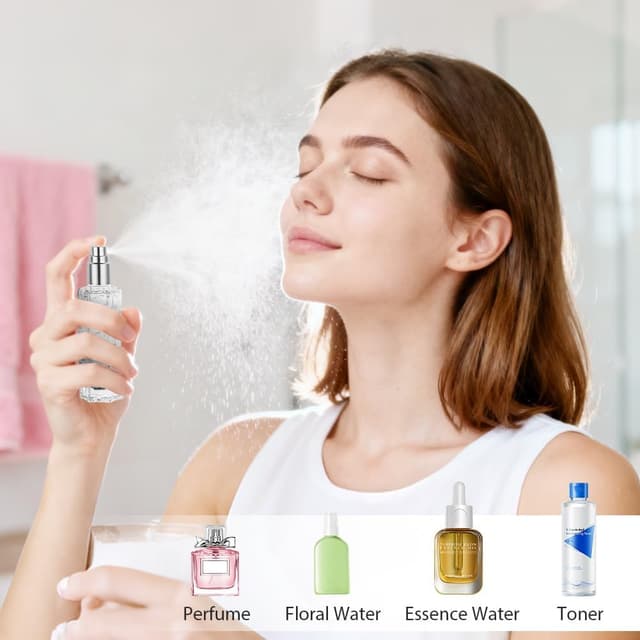 Detalle de LOPHE nachfüllbarer Parfümzerstäuber (Glas) – 4×10 ml Reise-Parfümflakons, silber