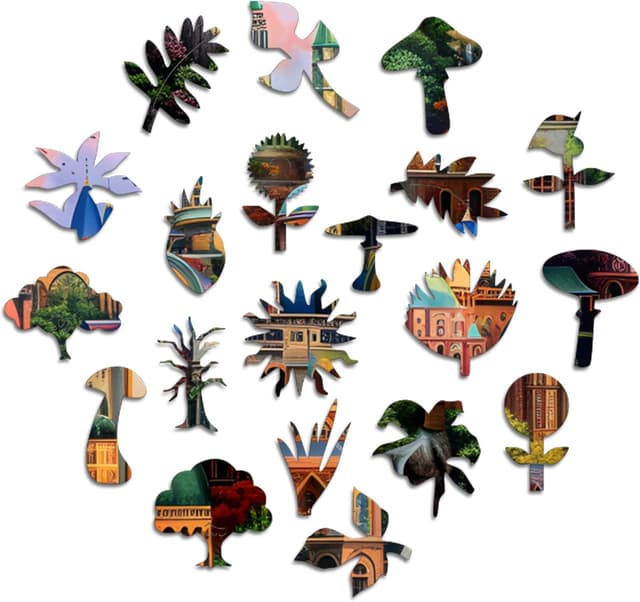 Detalle de Puzzle en bois Iconic Puzzles Enchanted Homes (Fantasy) – Taille M, 350 pièces