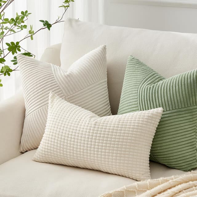 Detalle de Topfinel Kissenbezug Kordsamt 45x45 Grün