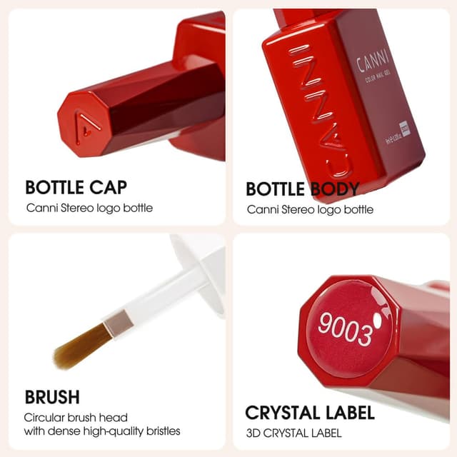 Detalle de CANNI Hema-Free Black & White Gel Nail Polish Set (2-Piece) — LED Soak-Off Gel Kit for DIY Manicures