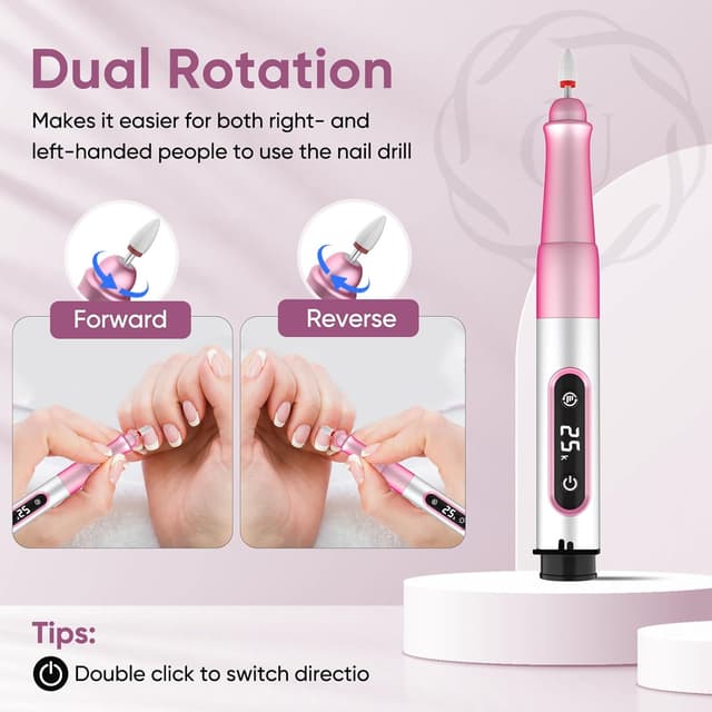 Detalle 1 de Oukzon Nagelfräser Kabellos 25000 U/Min 💅