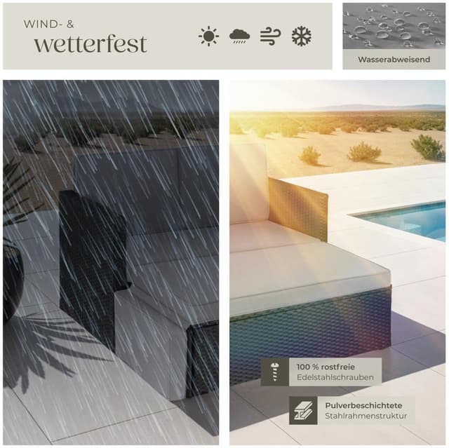 Thumbnail 6 de tectake® Sofa Set mit Schlaffunktion: 2-Sitzer Sessel + Hocker für Outdoor, klappbar, schwarz