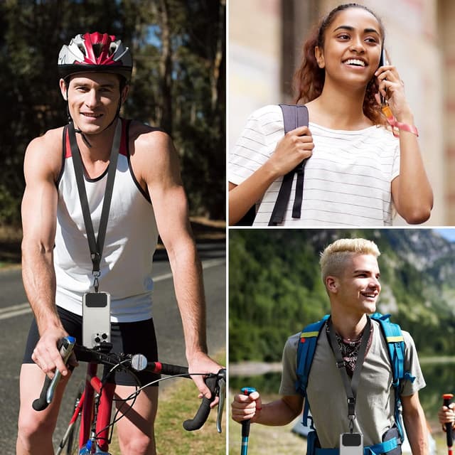 Detalle de DGHYDZ Universal Mobile Phone Lanyard with Adjustable Neck Strap and Wrist Strap (Pure Black)