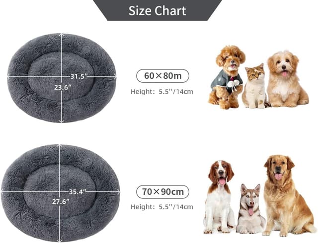 Detalle de YOJOGEE Donut Calming Dog Bed – Plush anti-anxiety pet bed with non-slip base (machine washable)