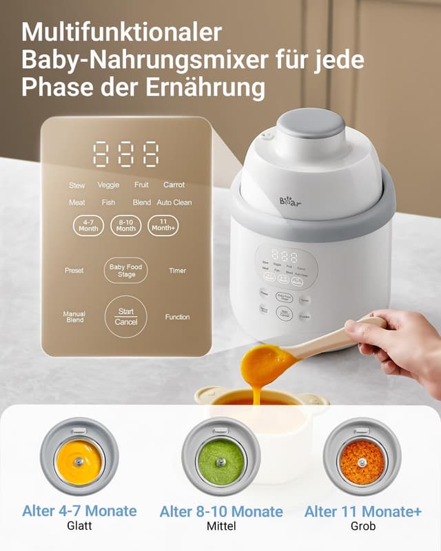 Detalle 2 de Bear Baby NutriEase AllStage Edelstahl AllStage Baby-Food Maker