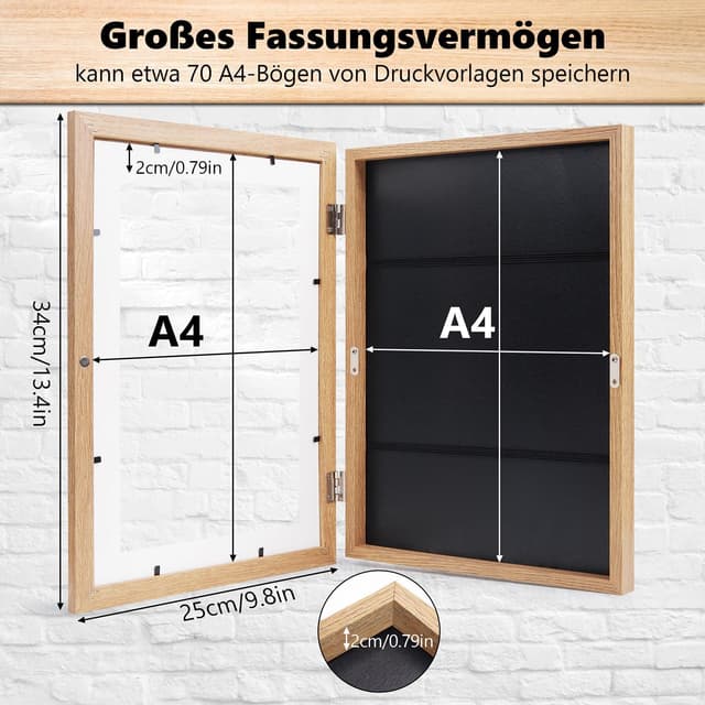 Thumbnail 6 de Kromapolis lot de 4 cadres photo A4 en MDF pour dessin d’enfant, couleur bois (collage)