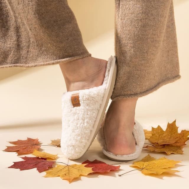 Detalle de EverFoams Damen Scuff Hausschuhe mit 80D-Memoryschaum – weiche, rutschfeste Pantoffeln