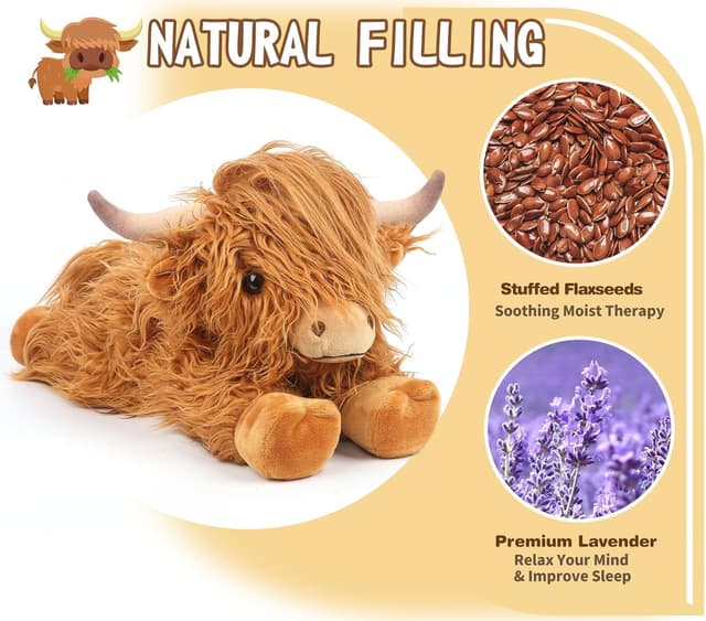 Detalle 2 de Highland Cow microwavable plush 39cm